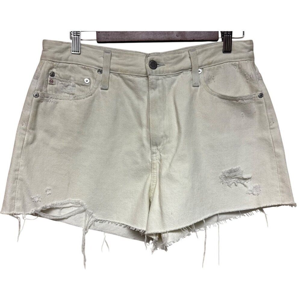 AG Adriano Goldschmied Alexxis Shorts Denim Jean Cut Off White Size 31 READ NEW